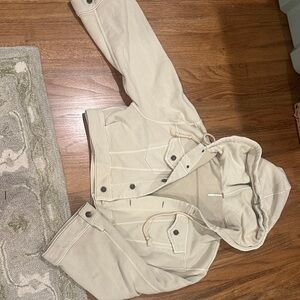 Free People Cream Hooded Jacket